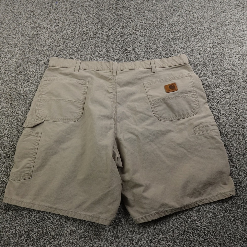VTG Carhartt Shorts Mens 42 Beige Tan Canvas Carpenter Cargo Utility Work B144